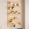 Wall-Mounted Wooden Combo Kit, 16x24in Tool Organizer & Storage Box for Living Room, Bedroom, Study - Durable Plastic & Wood Design (Brown)