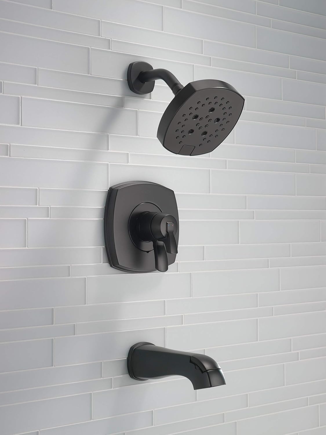 Delta Faucet Stryke 17 Series Dual-Function Tub and Shower Trim Kit, Shower Faucet, Single-Spray H2Okinetic Shower Head, Matte Black T17476-BL (Valve Not Included)