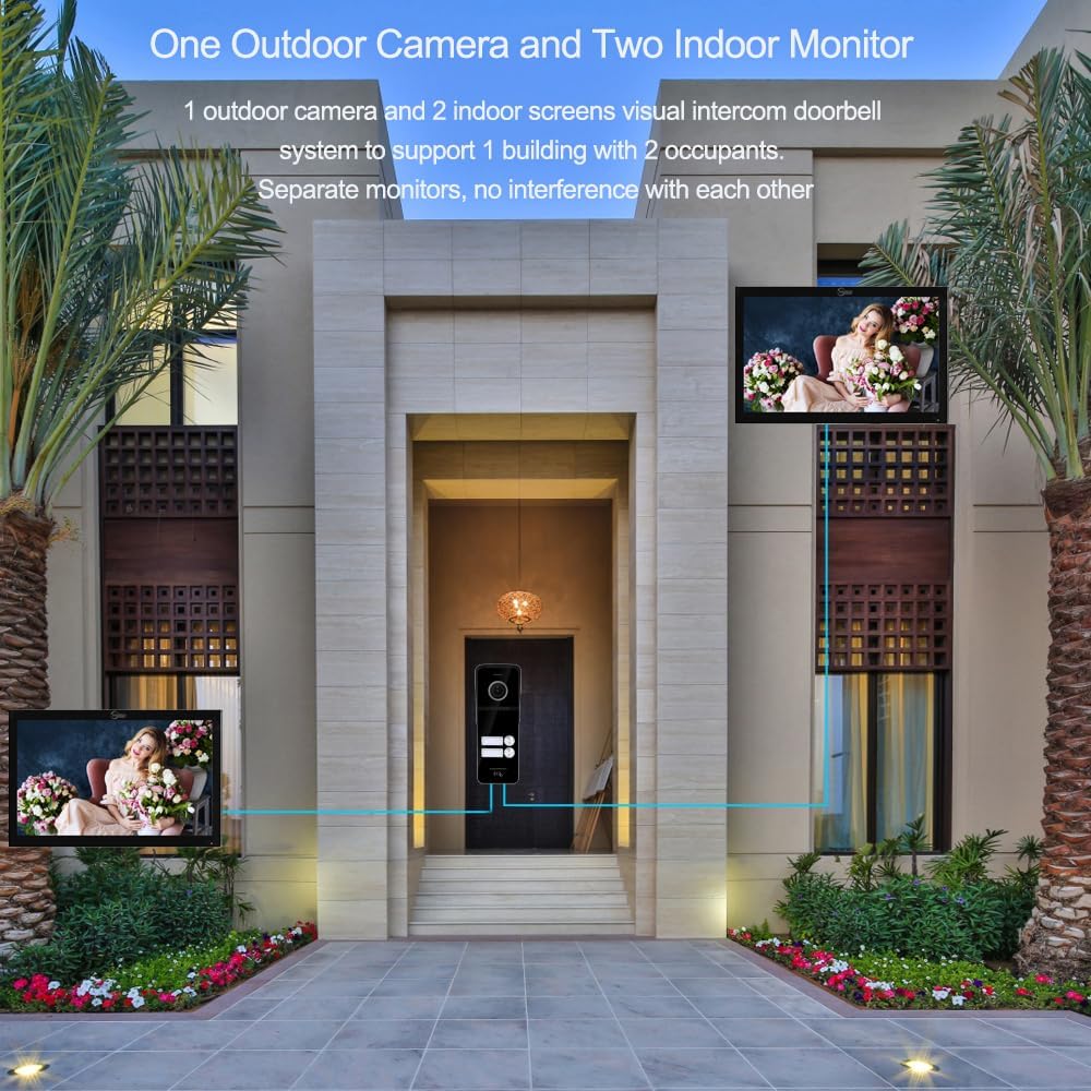 Wired Apartment Video Intercom System 2 Units 10 Inch Touch Monitor Wireless WiFi Video Doorbell,Video Door Phone Kit, Monitoring,3 in 1 Unlock,Dual Way Audio for Home (Black doorbell+Black Monitor)