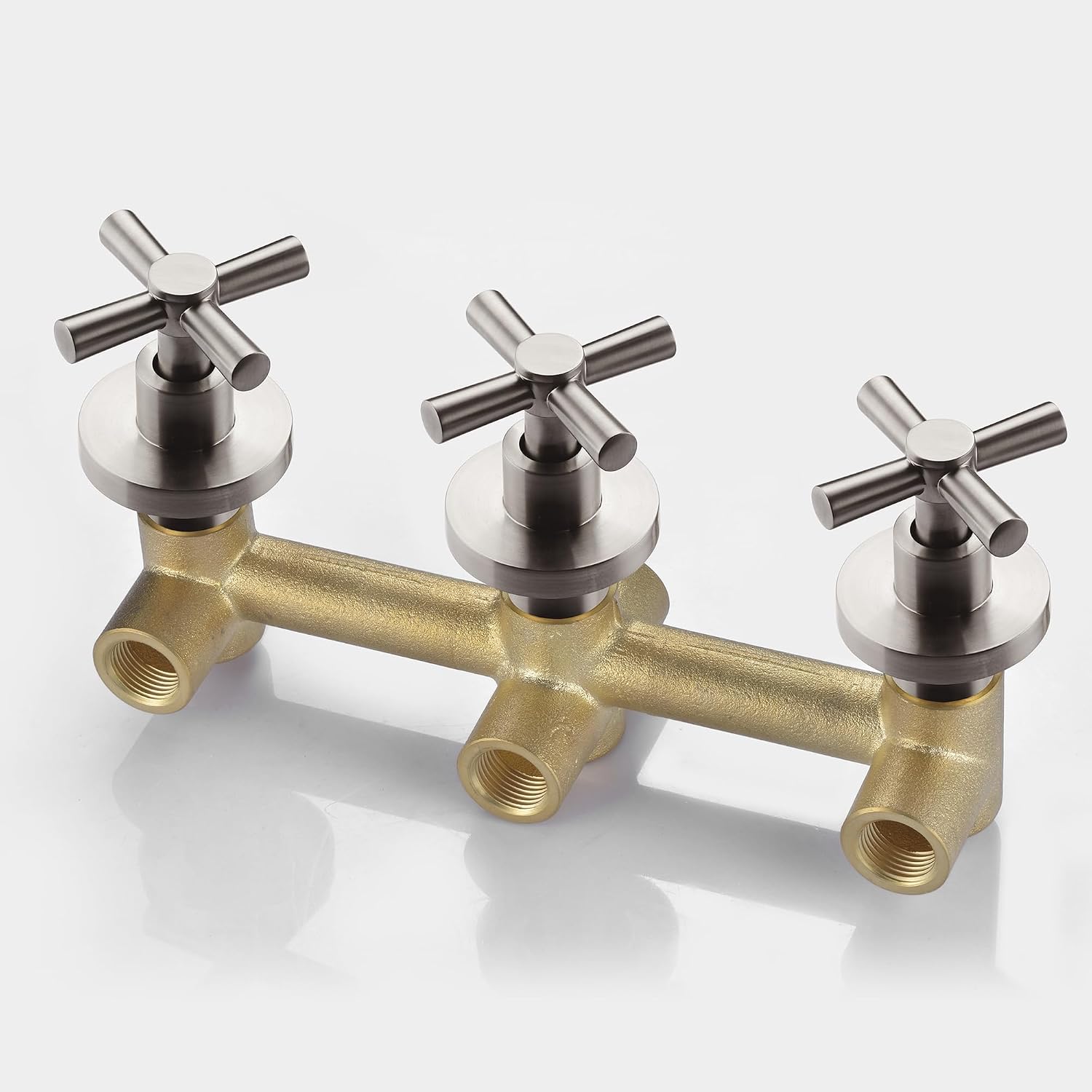Tub and Shower Faucet Set 3 Handle with Valve Brushed Nickel High Flow Waterfall Tub Spout and Rain Shower Head SUMERAIN