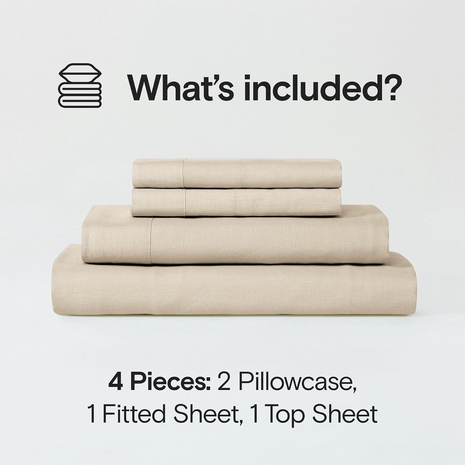 Sijo Stone Washed Organic French Linen Bed Sheet Set, GOTS Certified Organic, Best Cooling Linen Sheet Award by Sleep Foundation, 4 Piece - 2 Pillowcases, 1 Fitted and 1 Flat (Classic, Queen)
