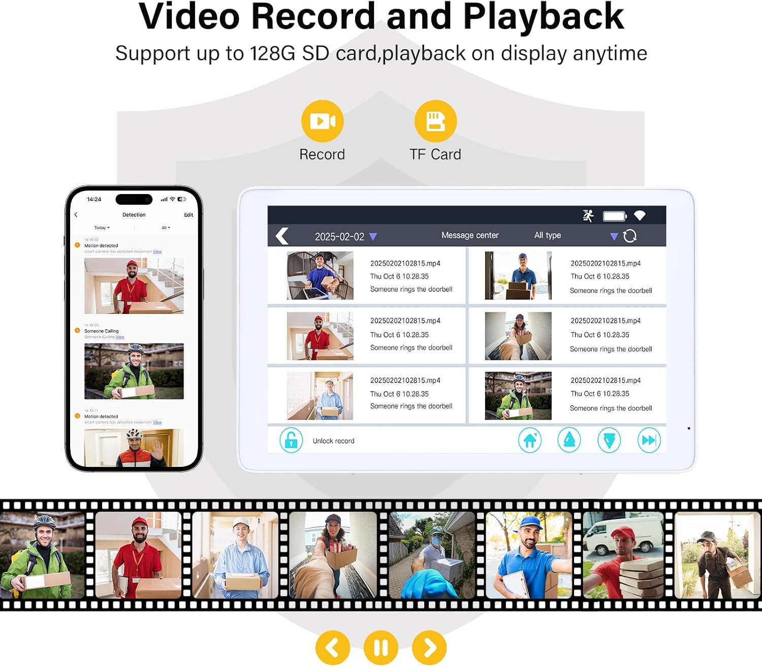 Wireless Doorbell Camera with 8' Screen Monitor,Smart Video Door Phone Intercom System1080P WiFi, Motion Detection,Night Vision,2 Way Audio,Local Storage No Monthly Fee,Tuya App