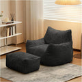 LKD Oversized Bean Bag Chairs for Adults,Bean Bag Chair with arms,Plush Bean Bag,Modern Living Room Decorative Chair,Corner Chair Bedroom,Reading Sofa, Dormitory Lounge Chairs (Black, with Ottoman)