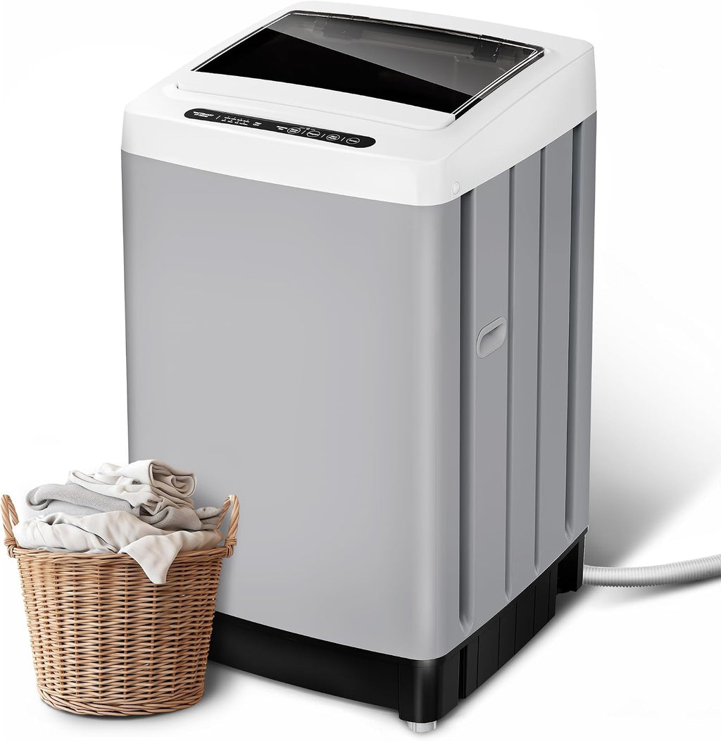 20lbs Portable Washing Machine, Full-Automatic Portable Washer with 10 Wash Cycles, Top Load Clothes Washer with Drain Pump for Apartment Bathroom, Dorms, RVs
