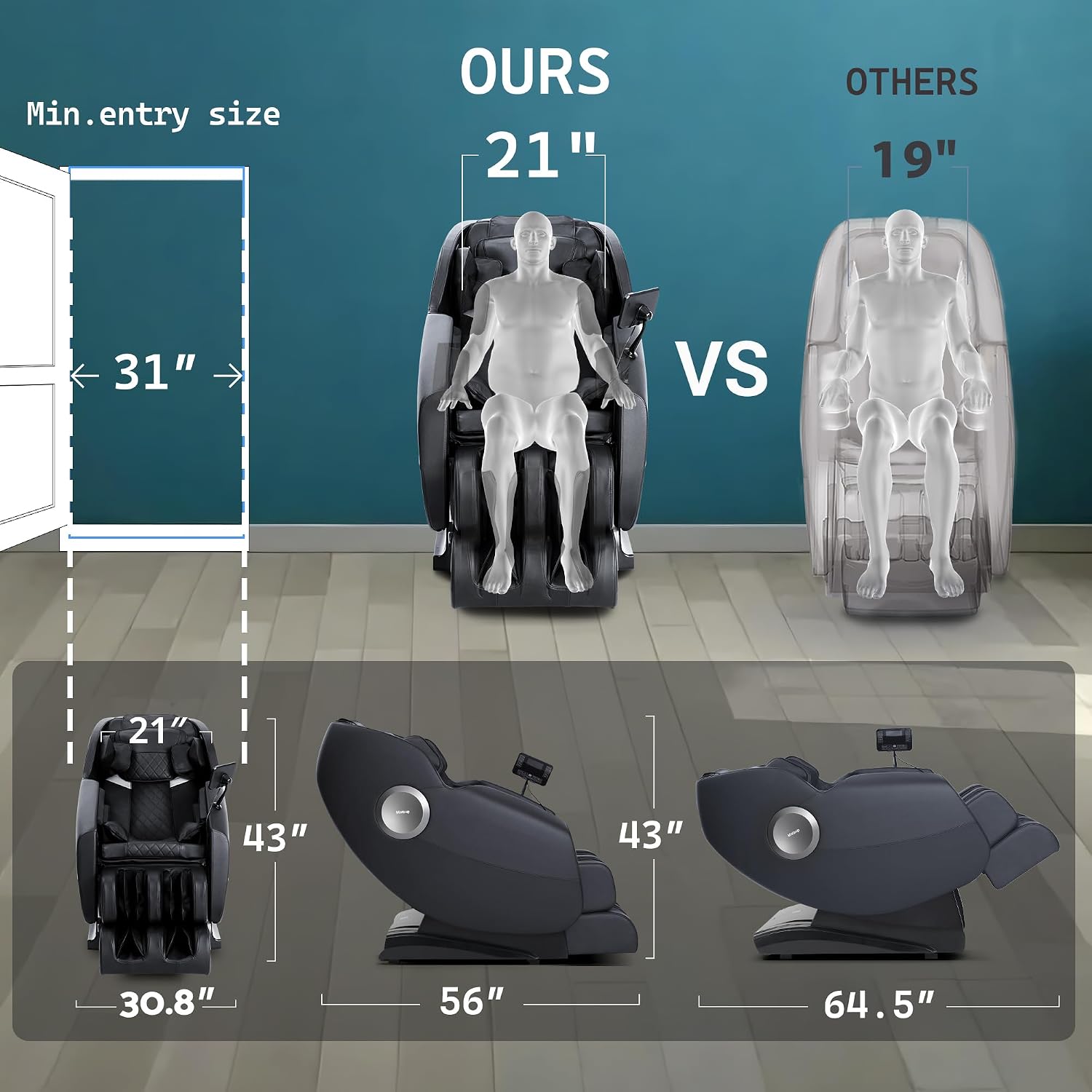 Massage Chair, Zero Gravity Full Body Massage Chair, Shiatsu Recliner with 14 Massage Points, Lumbar & Calf Heating, 20 Auto Modes, Spacious Massage Area, Bluetooth Speaker, Touch Screen Controller