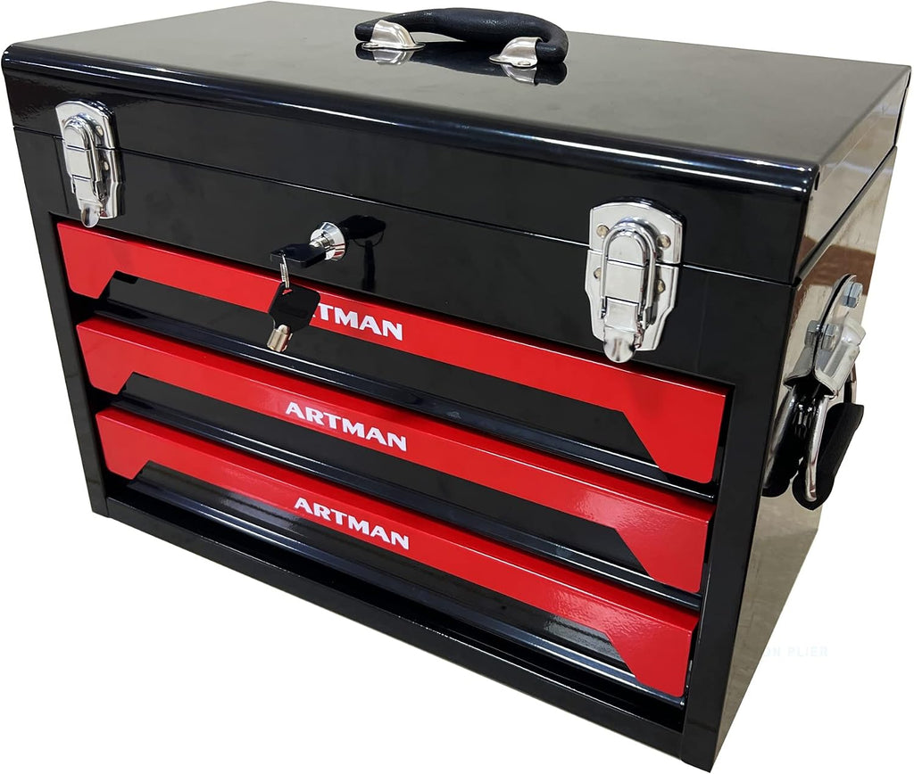 Tool Box Including 439 Pieces of Mechanics Tool Kit, 4-Drawer High Capacity Tool Chest, Lockable Home Repair Tool Storage Organizer with Sliding Drawers for Garage,Black and Red