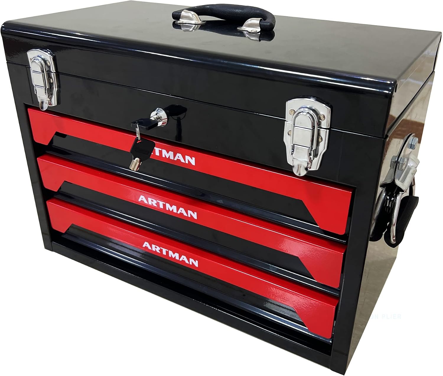 Tool Box Including 439 Pieces of Mechanics Tool Kit, 4-Drawer High Capacity Tool Chest, Lockable Home Repair Tool Storage Organizer with Sliding Drawers for Garage,Black and Red
