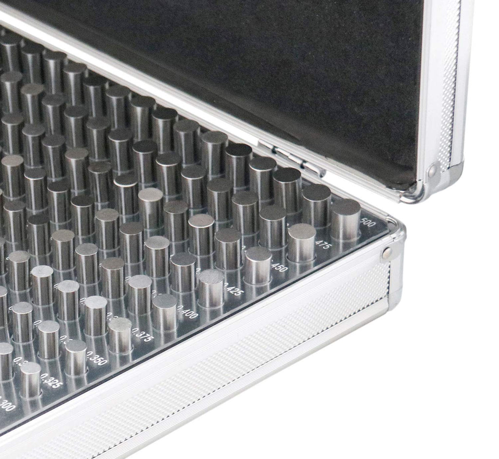 Accusize Industrial Tools 0.251''-0.500'', 250 Pc Steel Plug Pin Gage Set, Minus, Class Zz, with Reliable Strong Aluminum Case, M2(-) a