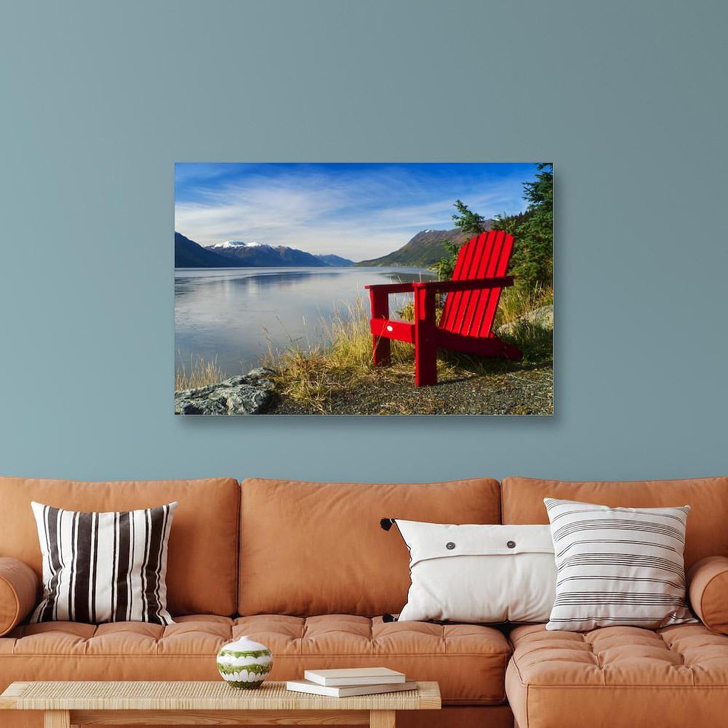 CafePress Canvas Wall Art Beach Red Adirondack Chair Ready to Hang for Living Room, Bedroom or Office