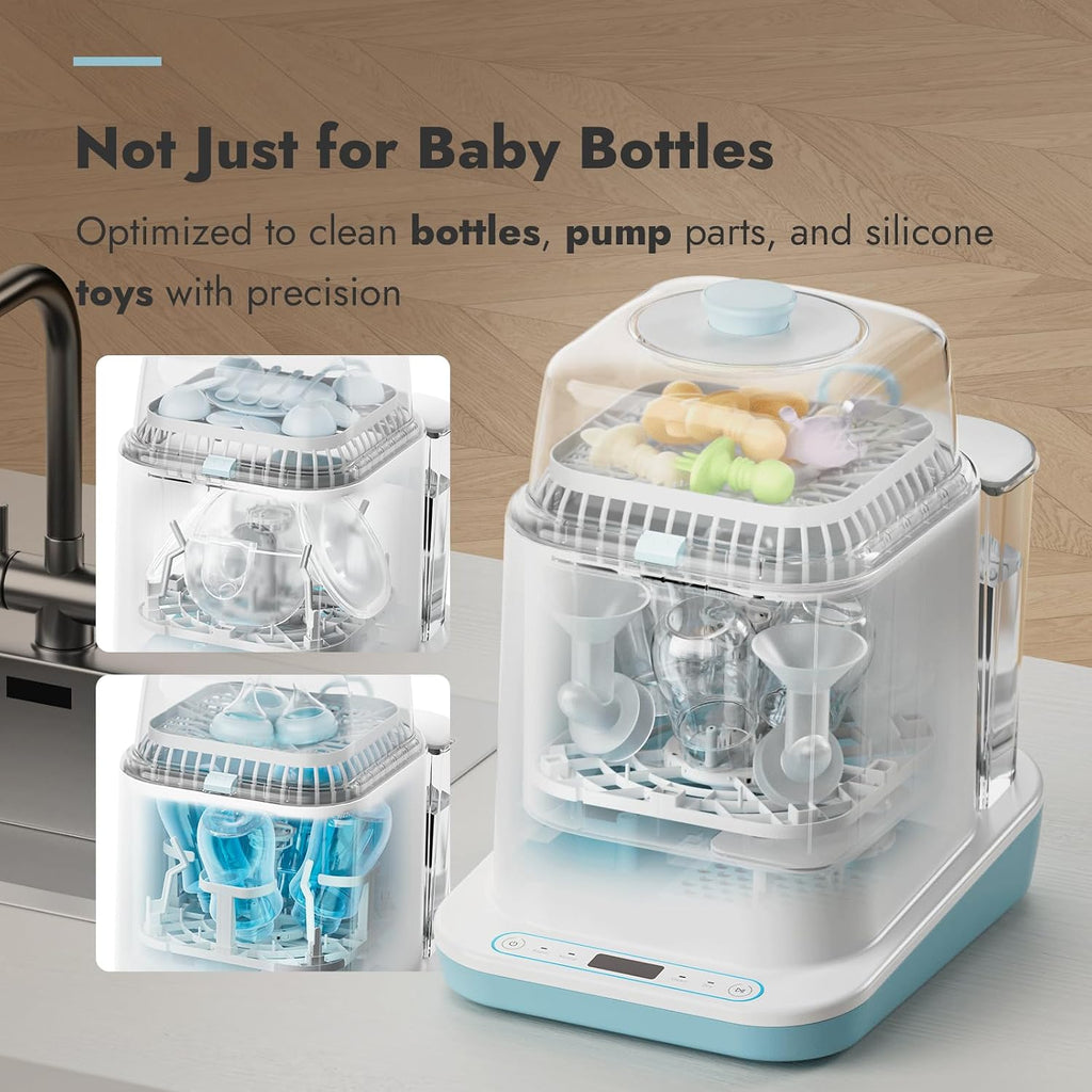 Papablic Bottle Washer Pro, Bottle Washer & Sterilizer & Dryer, 4-in-1 Sanitizer for Bottles, Pump Parts, C-Section& Baby Essentials - Quick & Clean with 60 Detergent Tablets