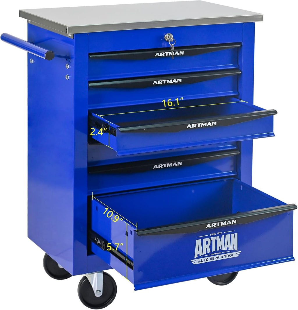 Campfun Tool Cart on Wheels 6 Drawers Rolling Tool Chest Workbench, Metal Tool Cabinet with Extra 7 Tool Storage Boxes, Tool Chest Combo Portable Mechanic Tool Cart for Garage Workshop Warehouse
