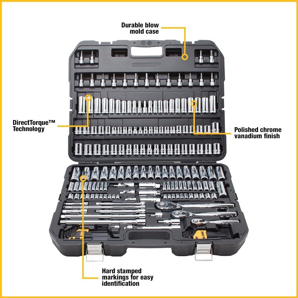DEWALT Mechanics Tool Set, 192-Piece with Titanium Drill Bit Set, Pilot Point, 21-Piece (DWMT75049 & DW1361)