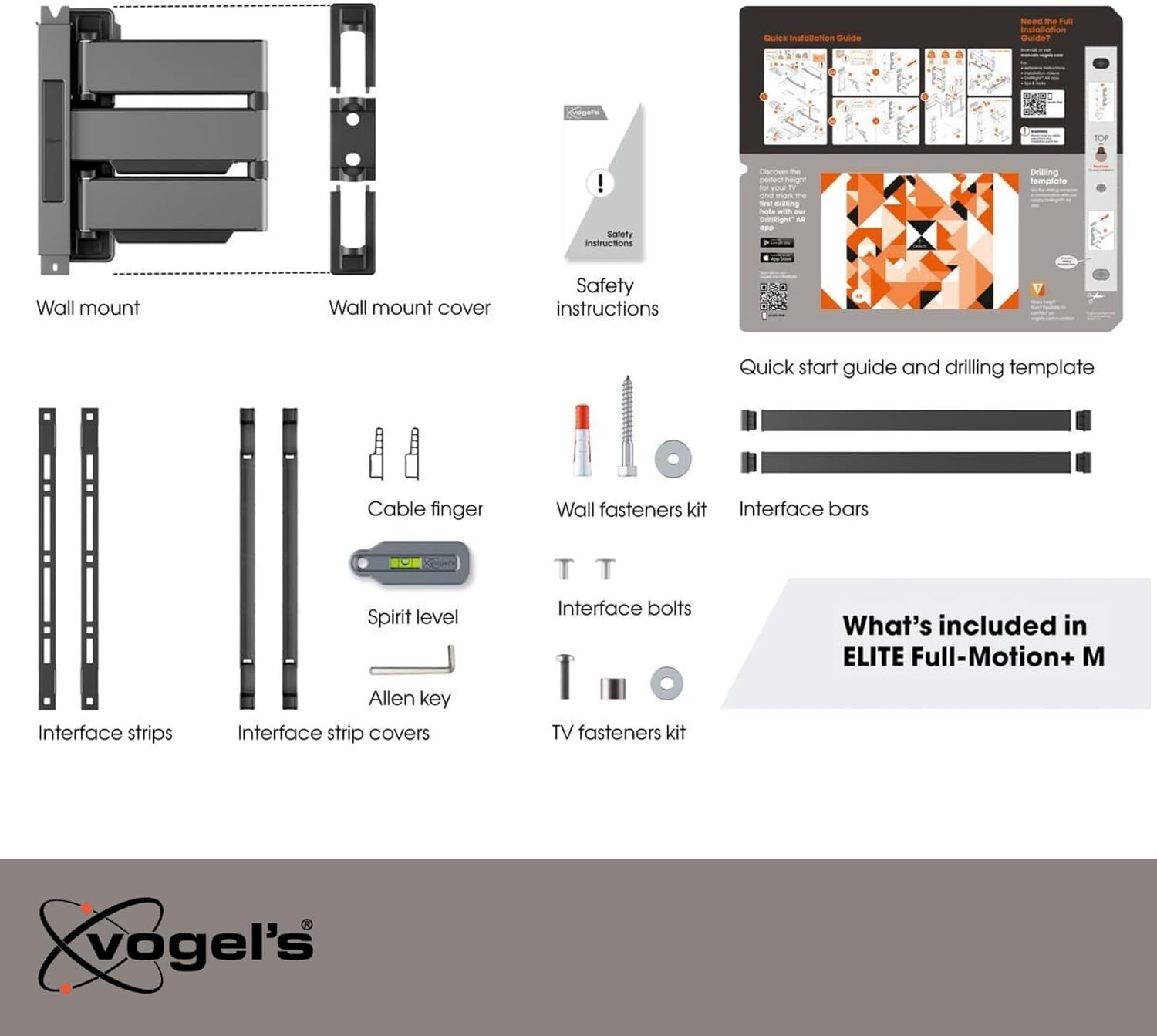 Vogel's TVM 5445 Full-Motion Ultra-Thin TV Wall Bracket for 32-65 inch TVs, Max. 77 lbs, Swivels up to 180°, Full-Motion TV Mount max. VESA 400x400, Universally Compatible