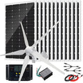 2440W Solar Panel Wind Turbine Generator Kit with 1000W 48V Windmill and 12pcs 120W Monocrystalline Glass Solar Panels for Home Farm Green House