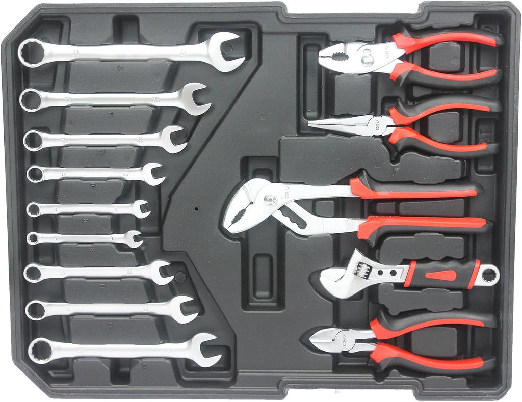 899pcs Artman Tool Set Tool Set Mechanics Kit, General Household Hand Tool Set for Home, Rolling Tool Box with Wheels - Perfect for Craftsman, Diyer, Handyman (White)