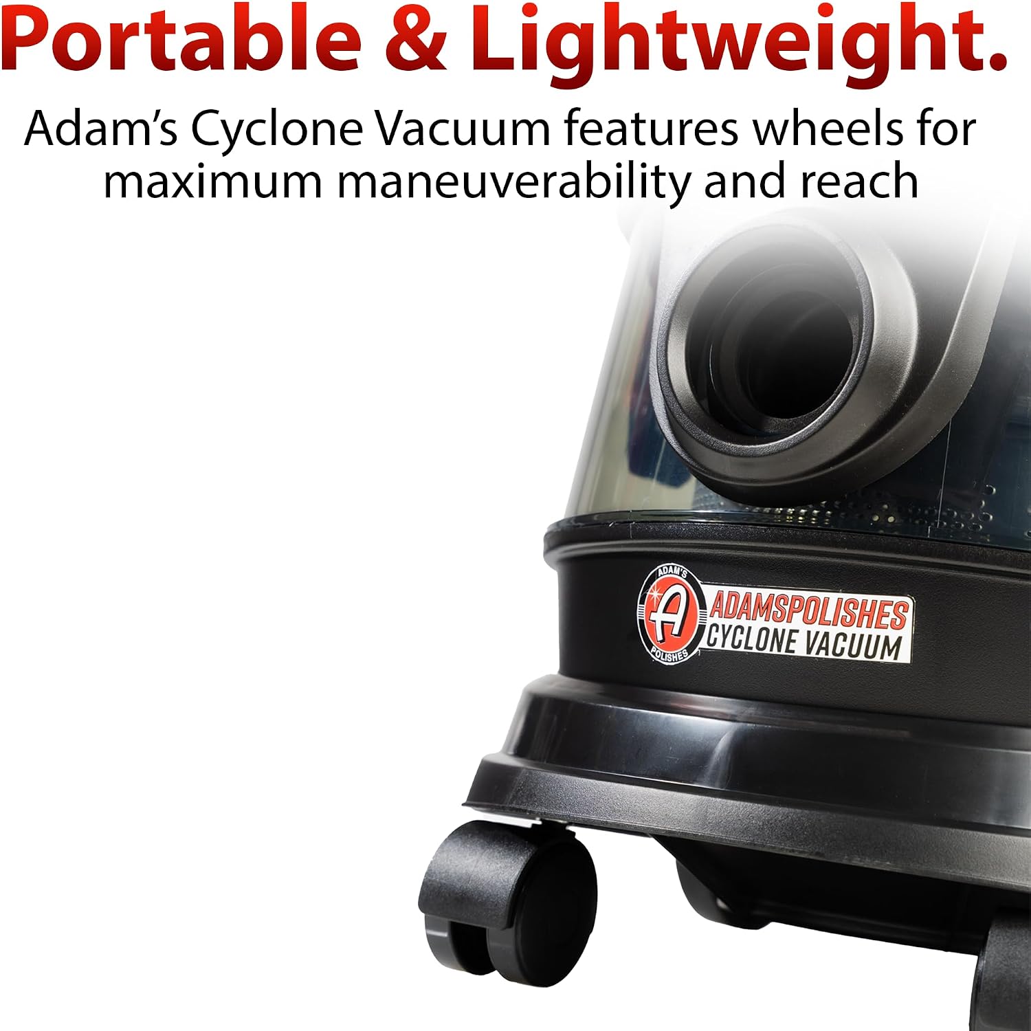 Adam's Polishes Cyclonic Vacuum Cleaner Premium Car Detailing Vacuum for Garage, Shop, Home | Powerful Suction, Lightweight, Portable, Heavy Duty | 4 Attachments Included