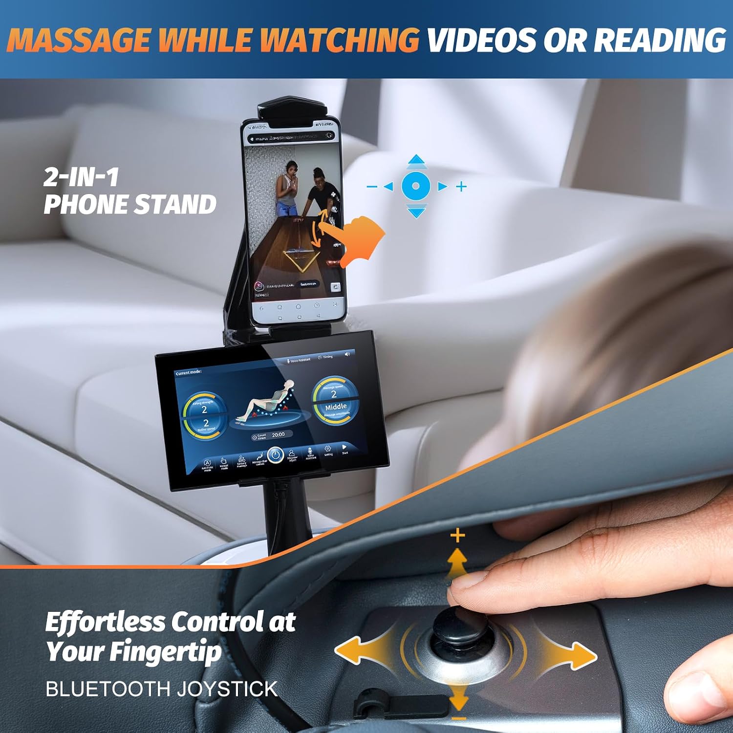 Massage Chair Full Body, 2026 Zero Gravity SL-Track Shiatsu Massage Chairs Recliner with AI Voice, LED Backlight Remote Control, Waist & Calf Heating Phone Controller and Holder G6 White Grey