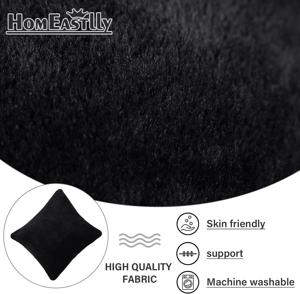 Lazy Chair with Ottoman, Large Black Accent Chair with Ottoman and FA Throw Pillow, Comfy Plush Reading Chair for Living Room Bedroom Dorm Room Office Apartment Relaxing Use