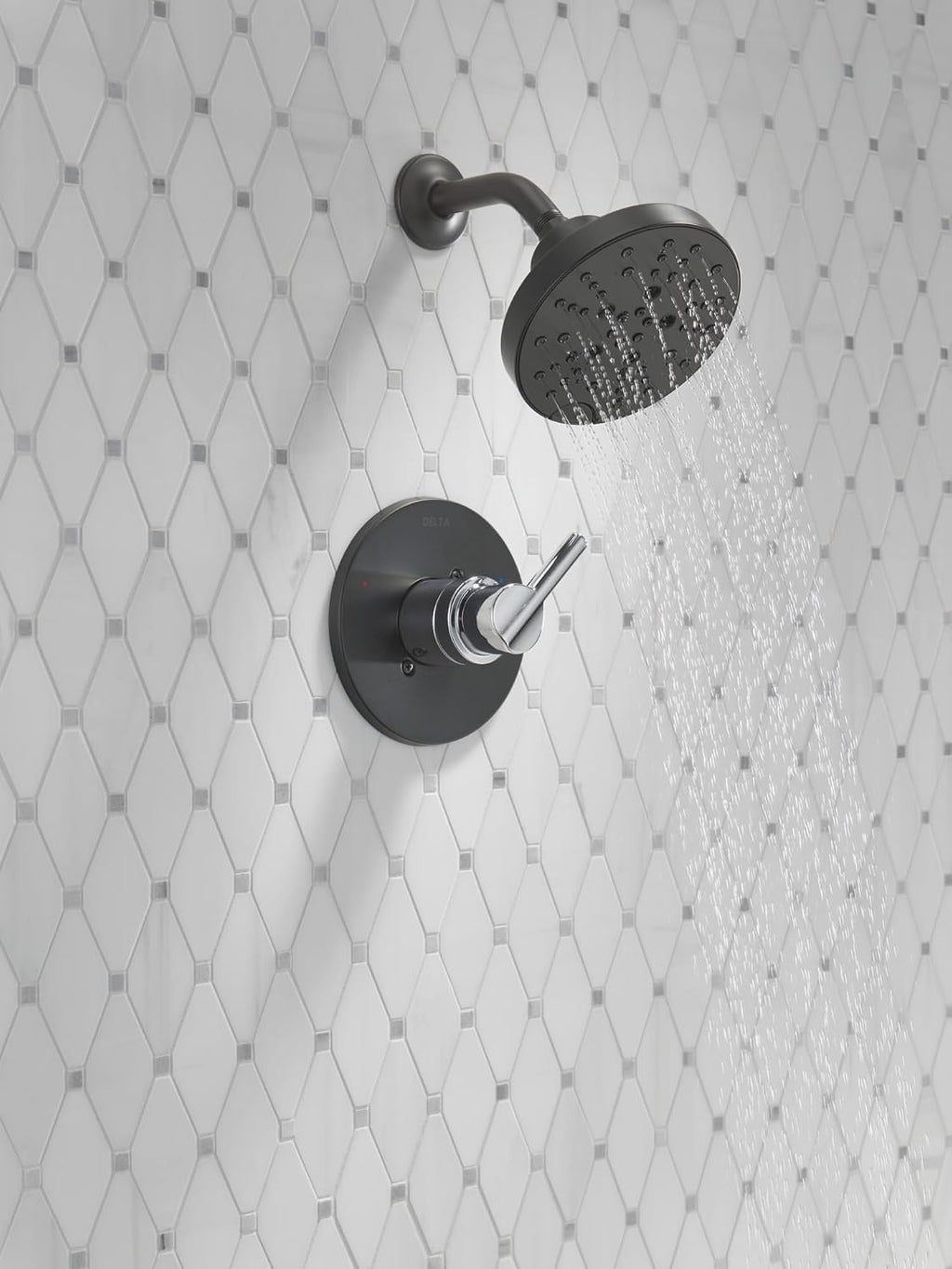 Delta Nicoli 14 Series H2Okinetic Shower Faucet Set, Matte Black/Chrome Shower Head and Handle Set, Valve Trim Kit, Matte Black/Chrome 142749-CS (Shower Valve Included)