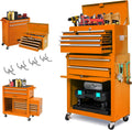 Go Big 8-Drawers Tool Chest Tool Box, Rolling Tool Chest with Wheels, Rolling Tool Box with Wheels, Garage Tool Storage Cabinet on Wheels, Locking System Toolbox(Orange)