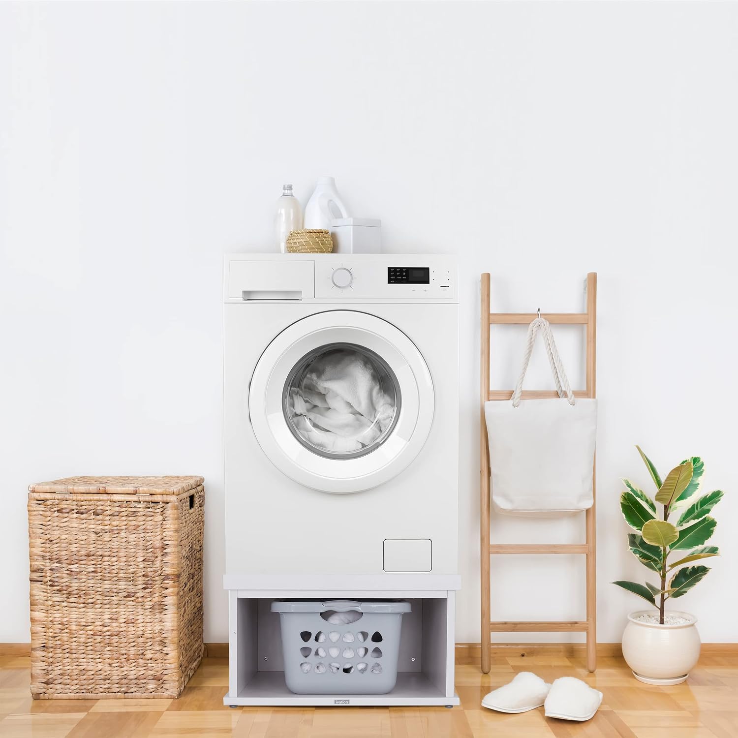 Ivation | Wooden Laundry Pedestal for Washer & Dryer, Made to Fit All Machines - Whirlpool, LG, GE, Samsung, and More, Made of Durable Solid Wood Material, 33.86' x 29.92'