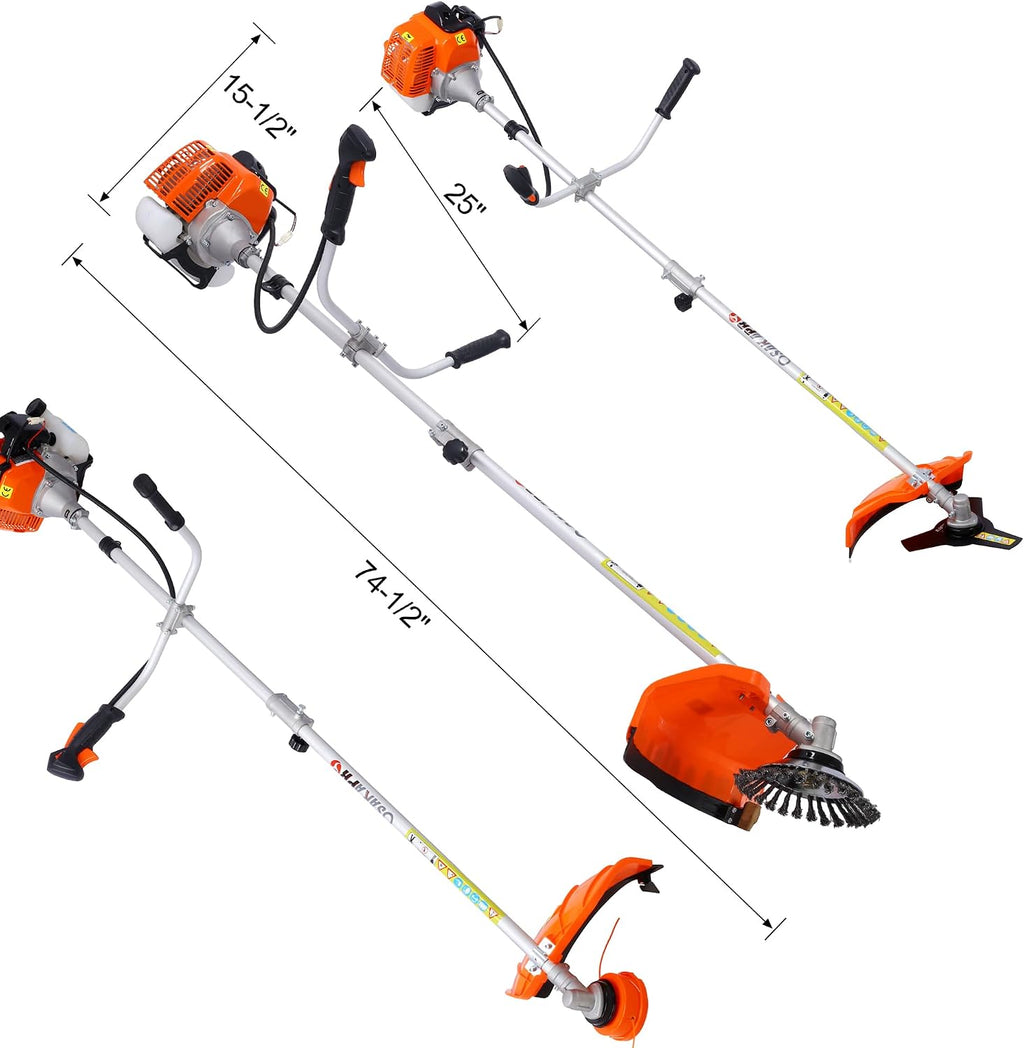 52cc 2-Cycle Gas Multi-Trimmer | 3-in-1 String Trimmer w/Rotatable Pole Saw, Weed Eater Weed Wacker, Brush Cutter & Hedge Trimmer Gas for Lawn, Yard, Garden Care, All-in-one Garden Tool