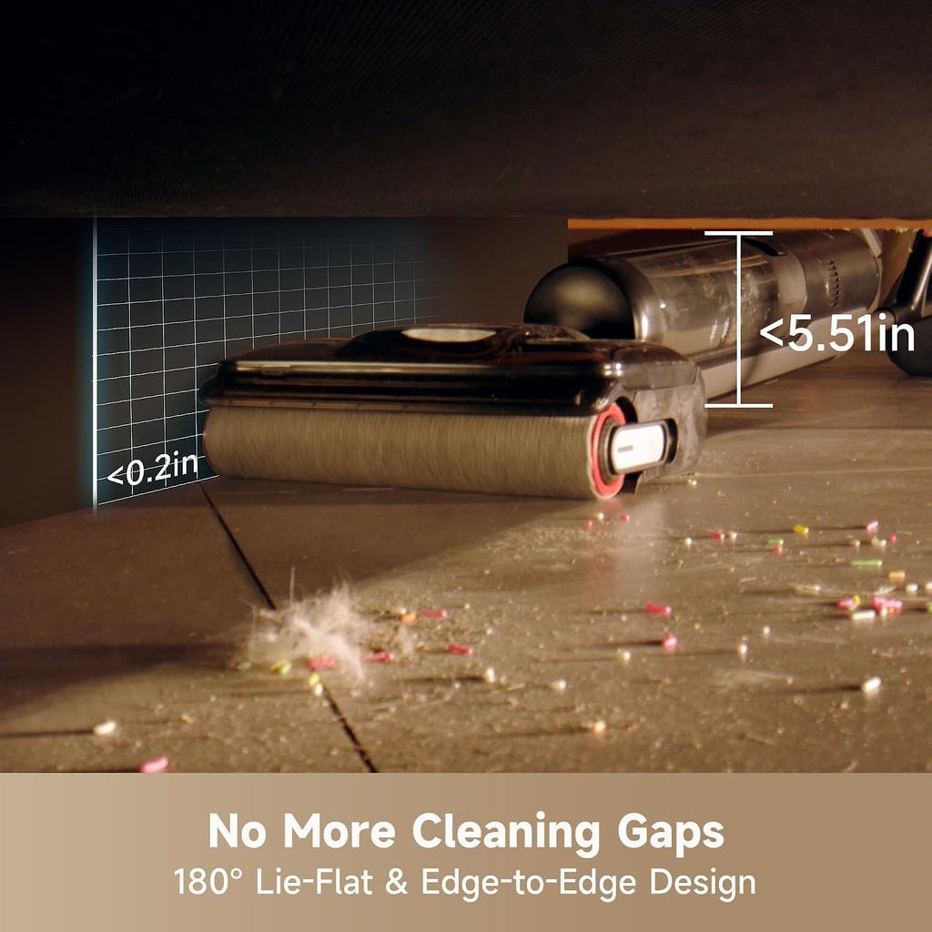 DREAME H12 Pro FlexReach Wet Dry Vacuum Cleaner, 0 Tangle Cordless Vacuum Mop All-in-One for Hard Floors, 180° Lie-Flat with 194°F Self-Cleaning, 50Mins Runtime (Renewed)