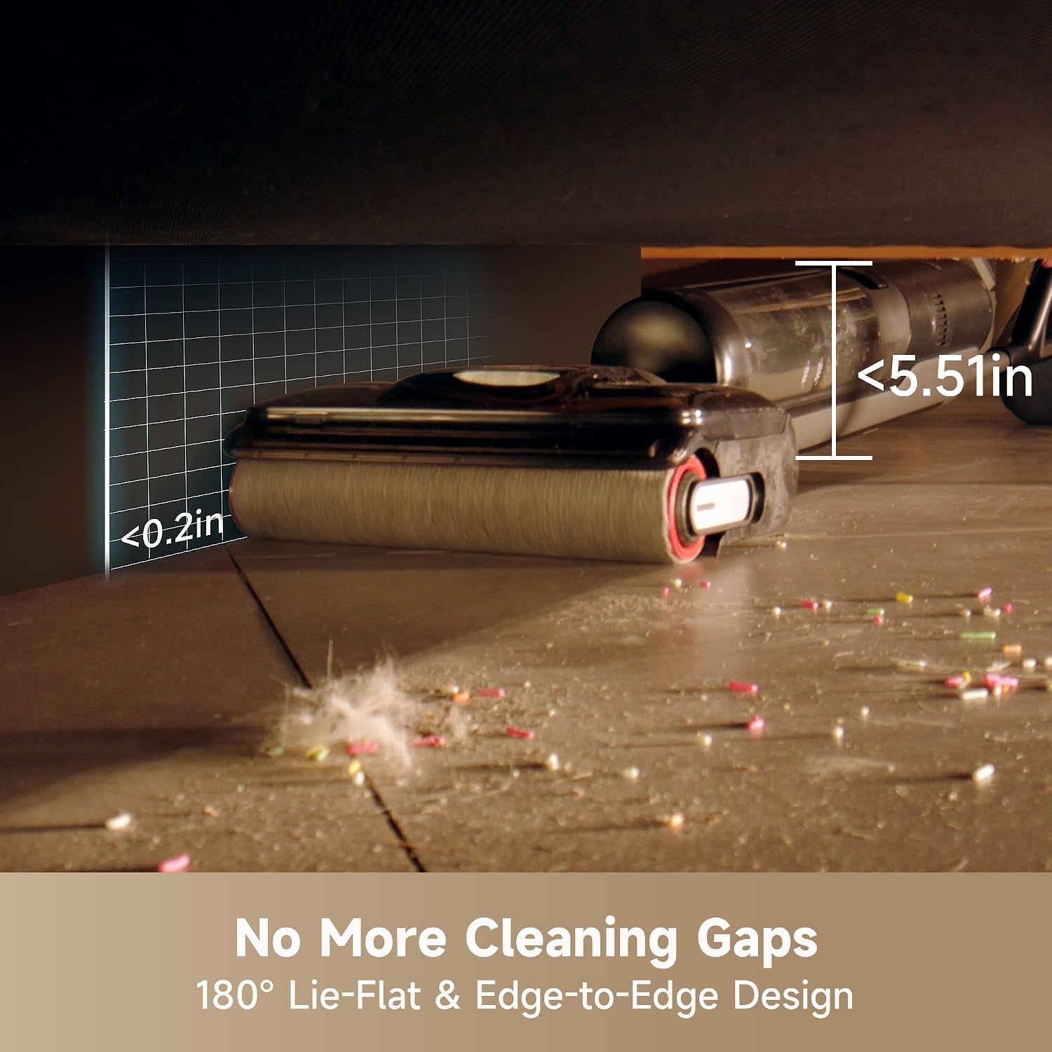 DREAME H12 Pro FlexReach Wet Dry Vacuum Cleaner, 0 Tangle Cordless Vacuum Mop All-in-One for Hard Floors, 180° Lie-Flat with 194°F Self-Cleaning, 50Mins Runtime (Renewed)
