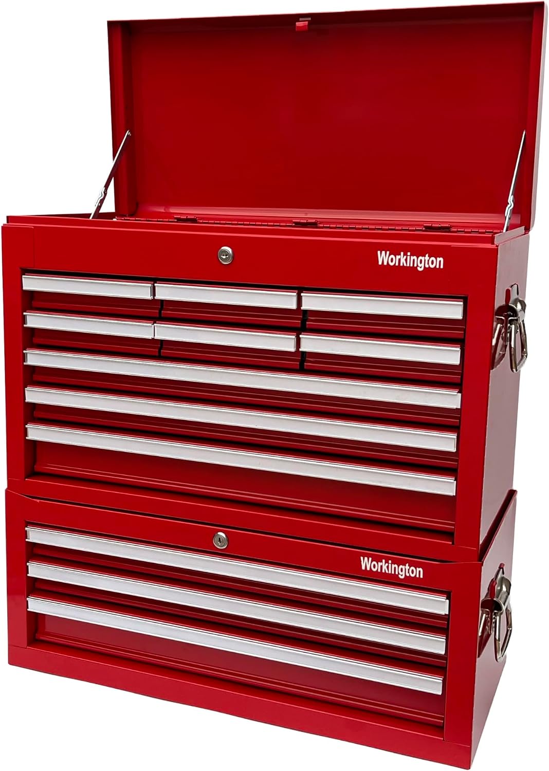 Workington Professional Industrial Portable Metal Tool Chest with 9 Drawers, 26' 9-Drawer Tool Chest Cabinet with Ball Bearing Drawer Slides, Steel Tool Storage Box Organizer 4016 Red