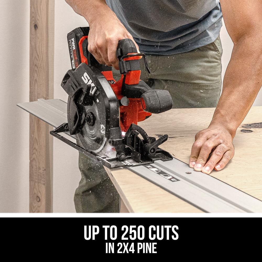 SKIL PWR CORE 20 Brushless 20V 7-1/4' 5300 RPM, Circular Saw Kit Including 4.0Ah Lithium Battery and Quick Charger-CR5440B-10