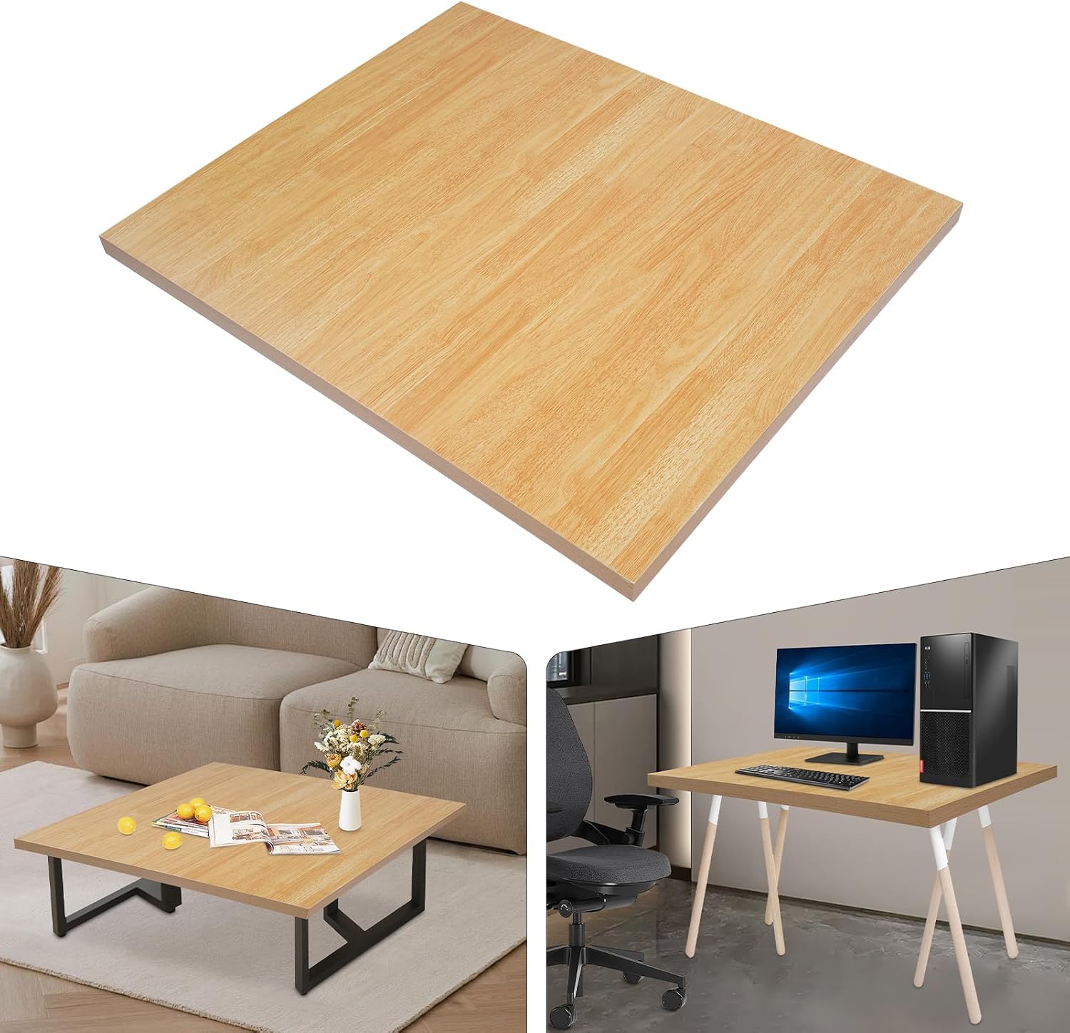 Butcher Block Countertop | 36x30in Wood Board Countertop | DIY Washer Dryer/Island/Kitchen Counter top | countertop Cutting Board | 1102lbs Load Capacity | Wood Color | NO Base Legs, 1.38in Thick