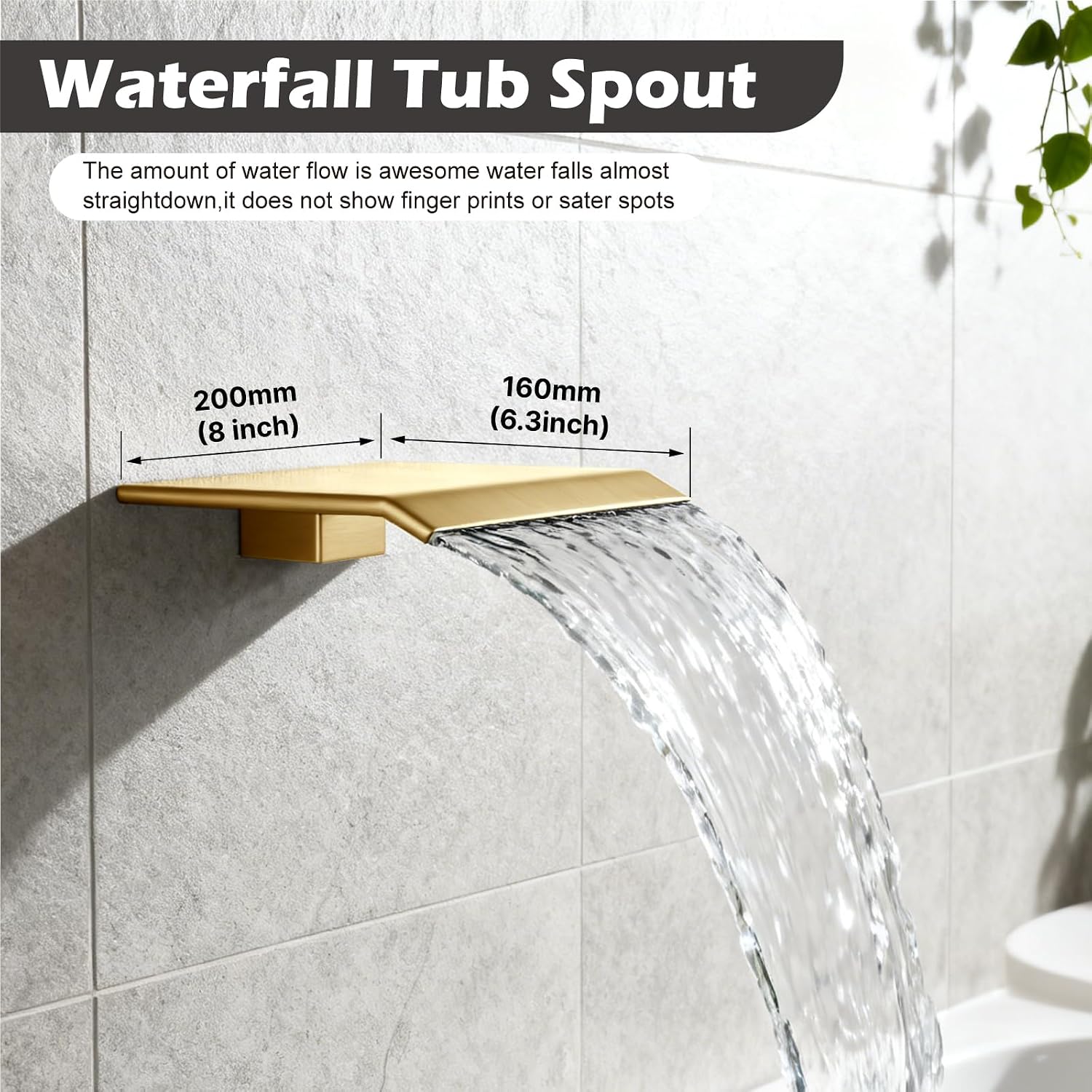 Midanya Shower System with Tub Spout,Bathtub Shower Faucet Set with Square Rainfall Head and Handheld Sprayer Wall Mount Tub Faucet Set with Valve and Trim Kit,12 Inch Brushed Gold