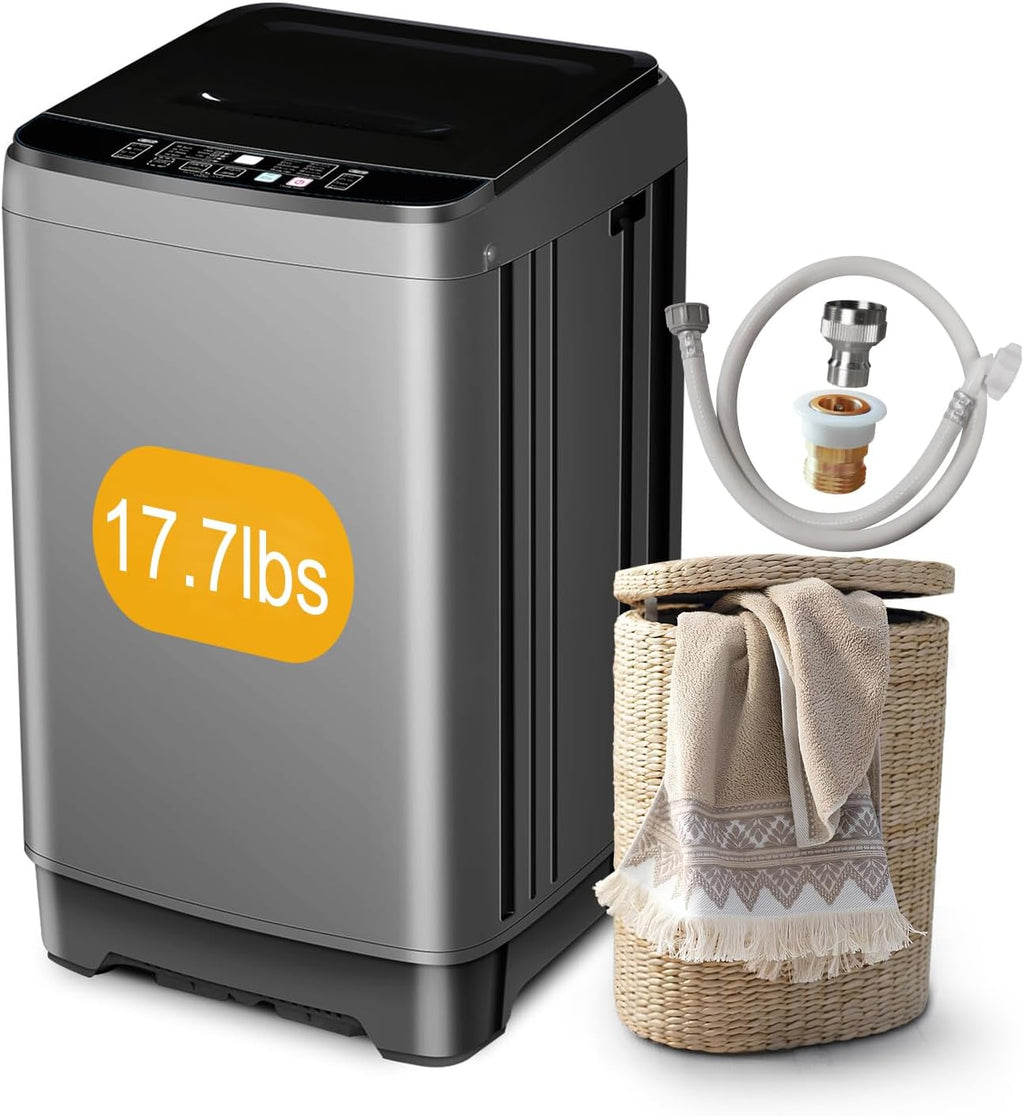 Portable Washing Machine 17.7lbs Full-Automatic Compact Washing Machine for Apartment, 10 Wash Program Small Washer for Dorm, Portable Washer Machines for RV, Home, Grey