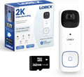 Lorex 2K Wireless WiFi Smart Video Doorbell Camera | No Subscription Fee | 32GB MicroSD Card Included | Smart Security Lighting | Night Vision | Battery-Powered | Motion Detection | White