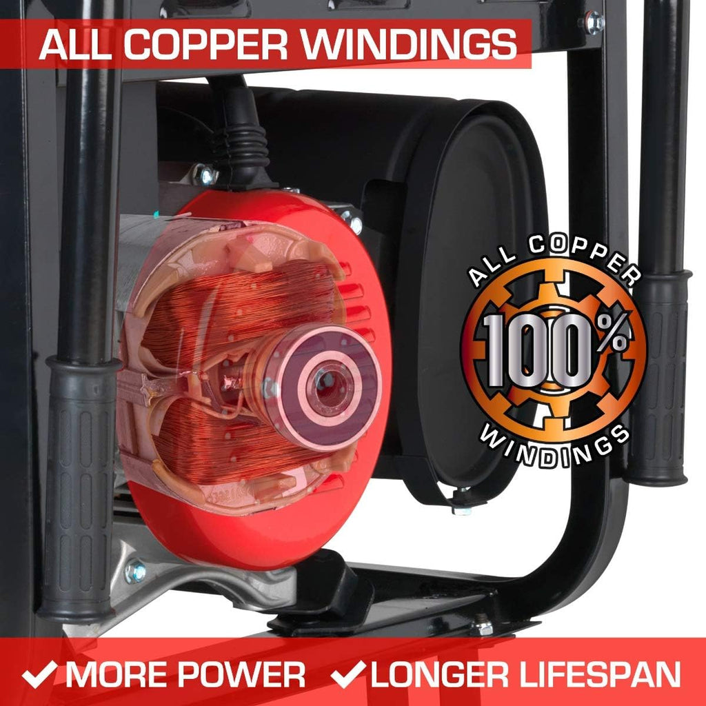 DuroStar DS10000E Gas Powered Portable Generator-10000 Watt Electric Start-Home Back Up & RV Ready, 50 State Approved, Red/Black