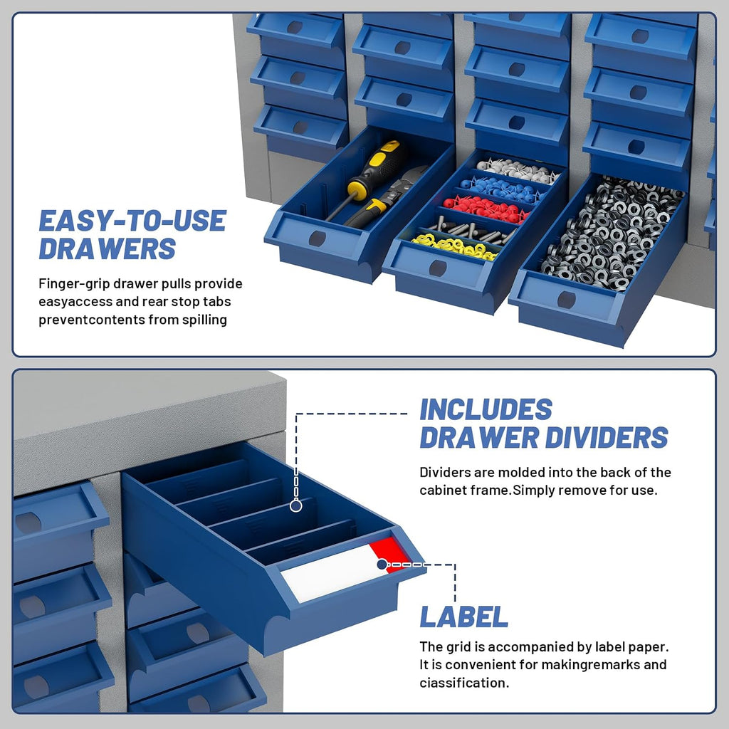 Part Cabinet with 100 Drawers Nuts Bolts Screw Nail Bins Tool Storage Cabinet Legos Drawer Benchtop Drawer for Garage Organization, Lego Storage, Teacher Toolbox, Makeup Organizer, Shop