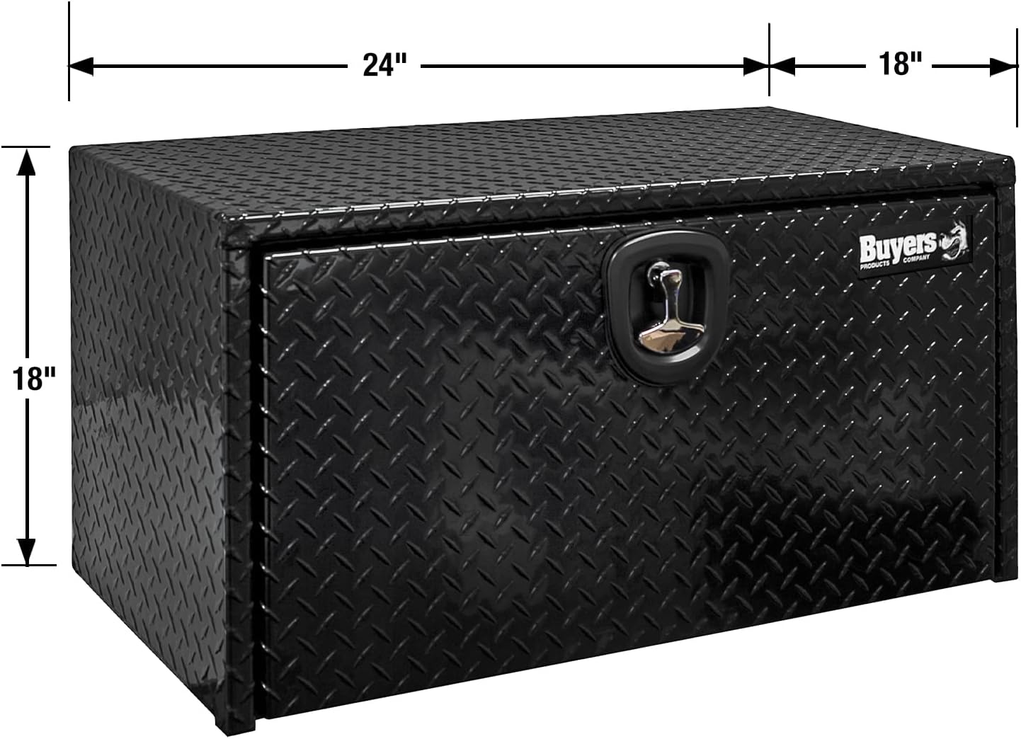 Buyers Products 1725100 Black Diamond Tread Aluminum Underbody Truck Tool Box, 18 x 18 x 24 Inch, Made In The USA, Truck Box For Storage & Organization, Durable Job Box for Truck