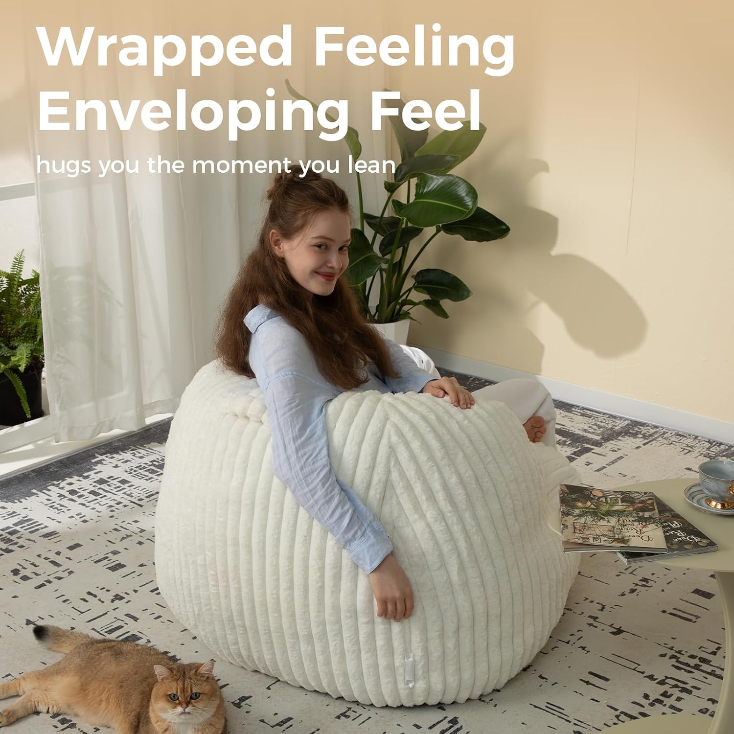 EBENCHICO Bean Bag Chair for Adults and Teens, Comfy Cozy Bean Bag Chairs,Beanbag Chair for Dorm Lazy Couch Sofa Chair Living Room Gaming,Reading
