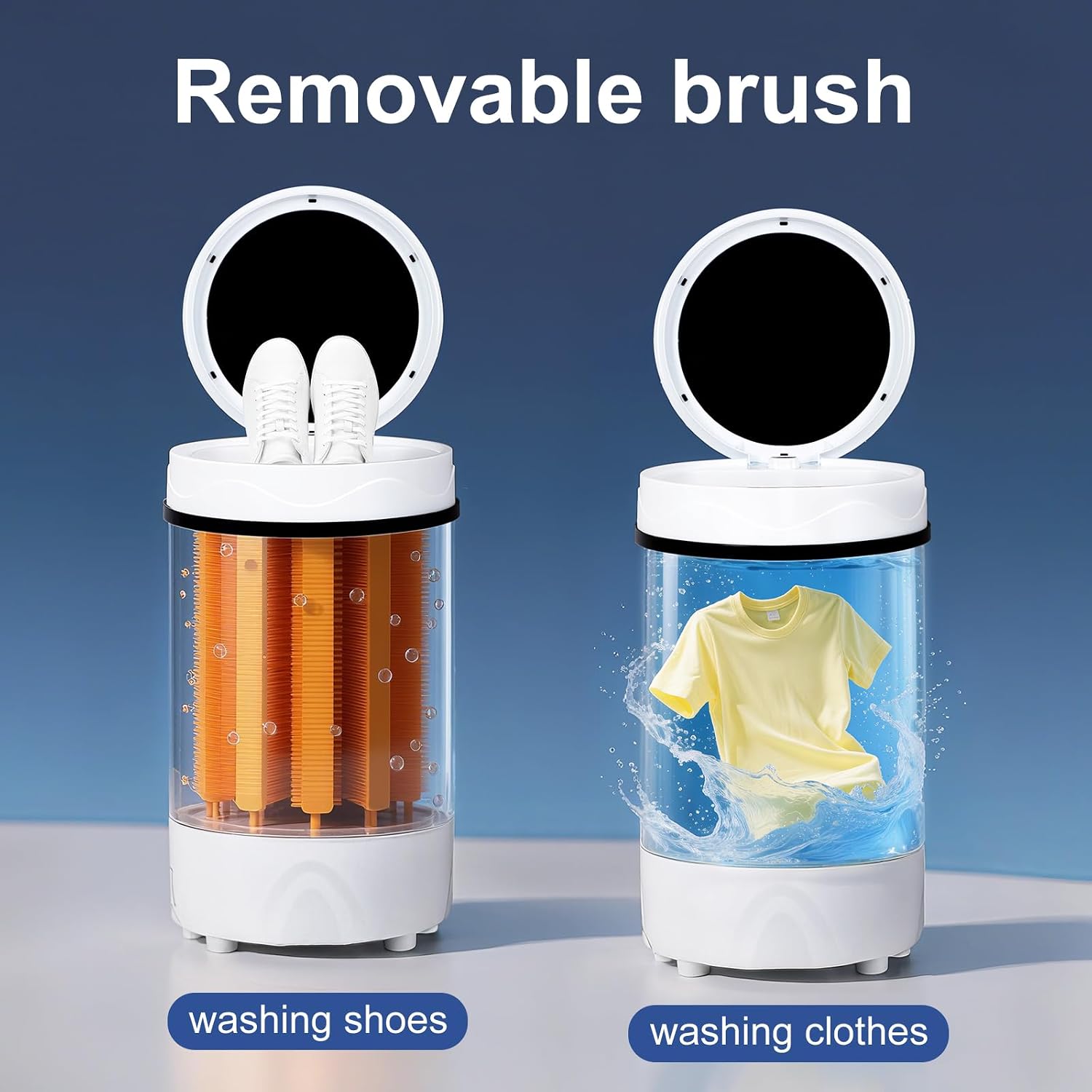 Shoes Washing Machine,Semi Automatic Portable Mini Washing Machine,Washing Shoes/Clothes & Socks and Spin-Dry,PA Soft Bristles Deep Cleaning,Compact Lightweight,Avoid Cold Water