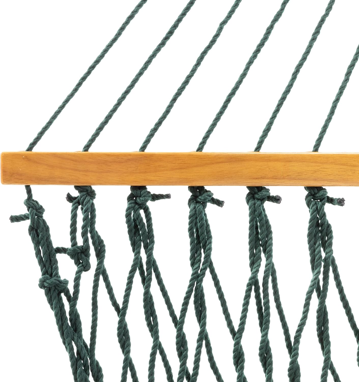 Original Pawleys Island Large Green DuraCord Rope Hammock – 13 ft. x 55 in., 2-Person, 450 lb Capacity, Oak Spreader Bar, Zinc-Plated Hardware, Handcrafted in The USA