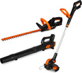 Wen 20V Max Cordless Hedge Trimmer, String Trimmer and Leaf Blower Combo Kit with 4Ah Battery and Charger (20VK3HTB)