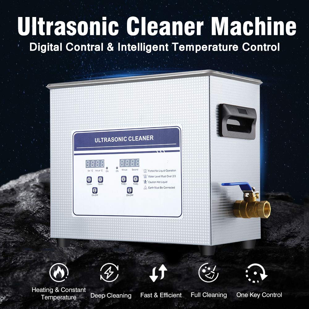 Anbull 6.5L/1.7Gal 180W Professional Ultrasonic Cleaner Machine with 304 Stainless Steel and Digital Timer Heater for Jewelry Watch Coin Glass Circuit Board Small Parts