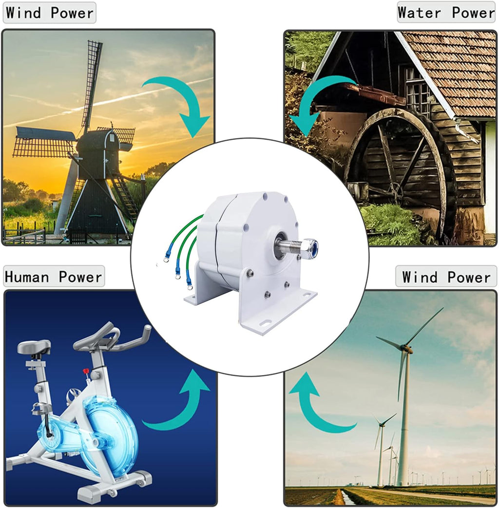 3000W Gearless Permanent Magnet Generator,with Voltage Converter 12V 24V 48V 220V Low RPM Permanent Magnet Generator for Wind Energy Solar Street Lights (with Base)
