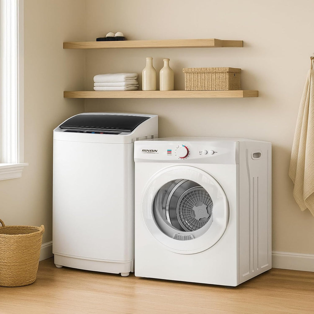 ROVSUN 1.8CuFt Portable Clothes Dryer and 17.8LBS Full-Automatic Washing Machine Set, Compact Laundry Washer and Dryer Combo Set with Stainless Steel Inner Tub, for Apartment, Dorms, Home