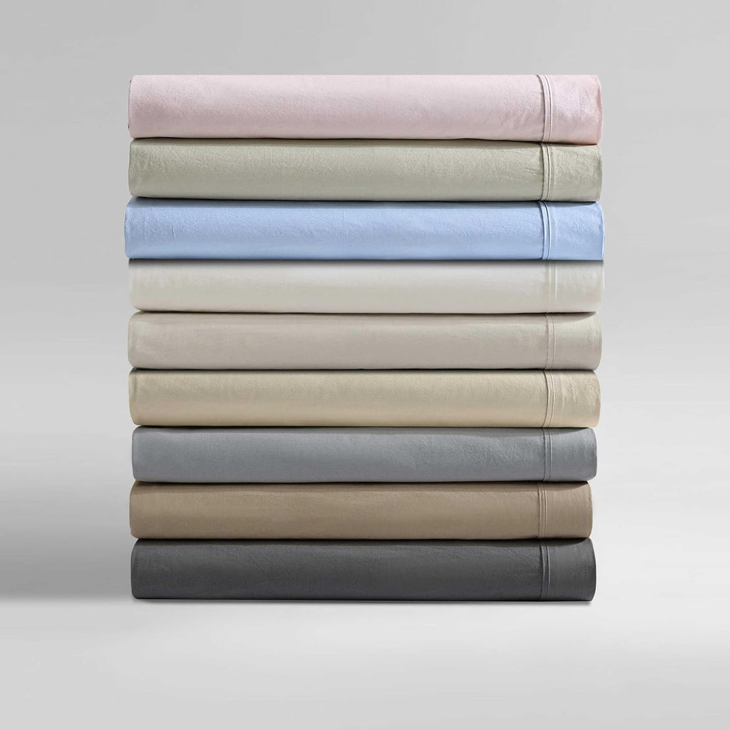 Calvin Klein - King Bed Sheets, Relaxed Garment Washed Cotton Percale Bedding Set with Matching Pillowcases, Deep Pockets, Oeko-TEX Certified (Washed Percale Pink, King)