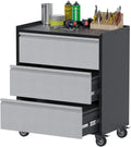 Heavy Duty Metal Tool Cart with 3 Drawers on Wheels, Rolling Tool Box and Storage Cabinet, Durable Gray Finish, Ideal for Garage, Workshop, Warehouse, and Repair Shop