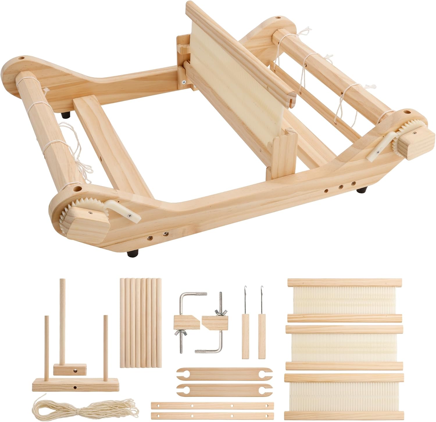 WILLOWDALE 12 Inches Rigid Heddle Loom, Weaving Loom Kit with Shed Stick, Wooden Multi-Craft Weaving Loom for Adults, Threads Warping Frame with Pegs and Yarn Stand, Frame Loom for Beginner