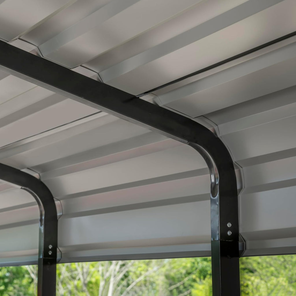 Arrow Carports Galvanized Steel Carport, Full-Size Metal Carport Kit, 12' x 24' x 7', Eggshell