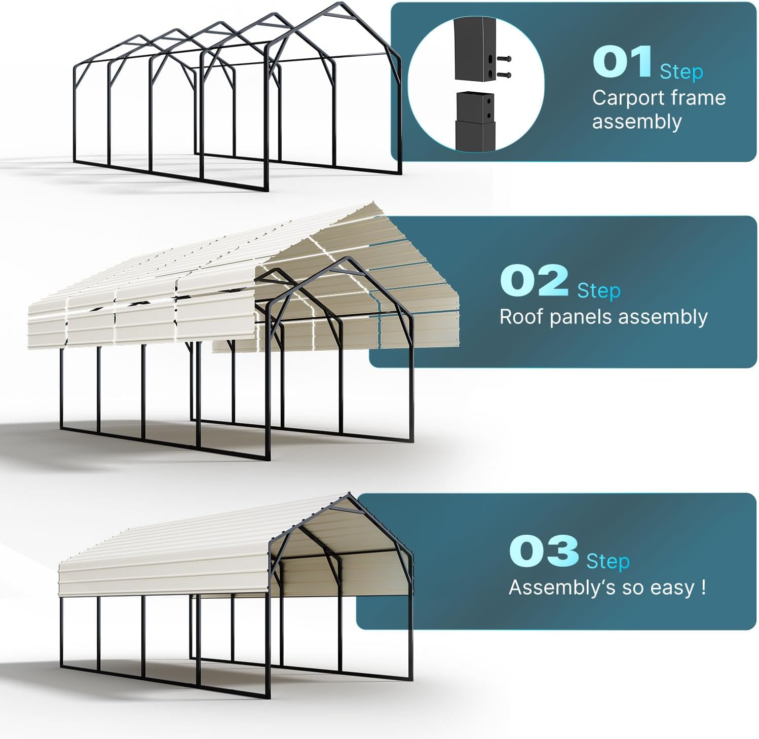 Quictent 10x20 ft Heavy Duty Metal Carport for Vehicle Storage Snowproof & Windproof Steel Car Shelter