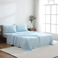 Luxurious 100% Pure French Linen Flat Sheet - Stone Washed, Soft, Breathable, Moisture-Wicking & Eco-Friendly (Blue, 1 Flat Sheet Only - K/CK)